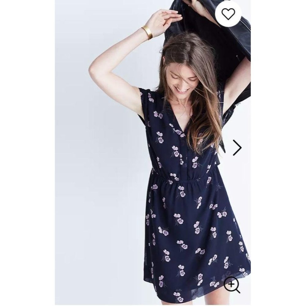 Madewell Skygaze Dress in Pansy Bouquet size 4 Blue Floral